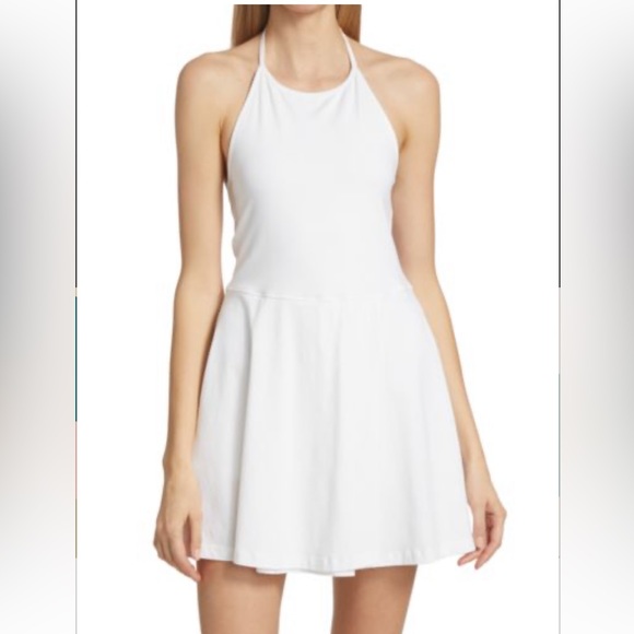 ATM ANTHONY THOMAS MELILLO Pima White Cotton Halter Tennis Dress size L